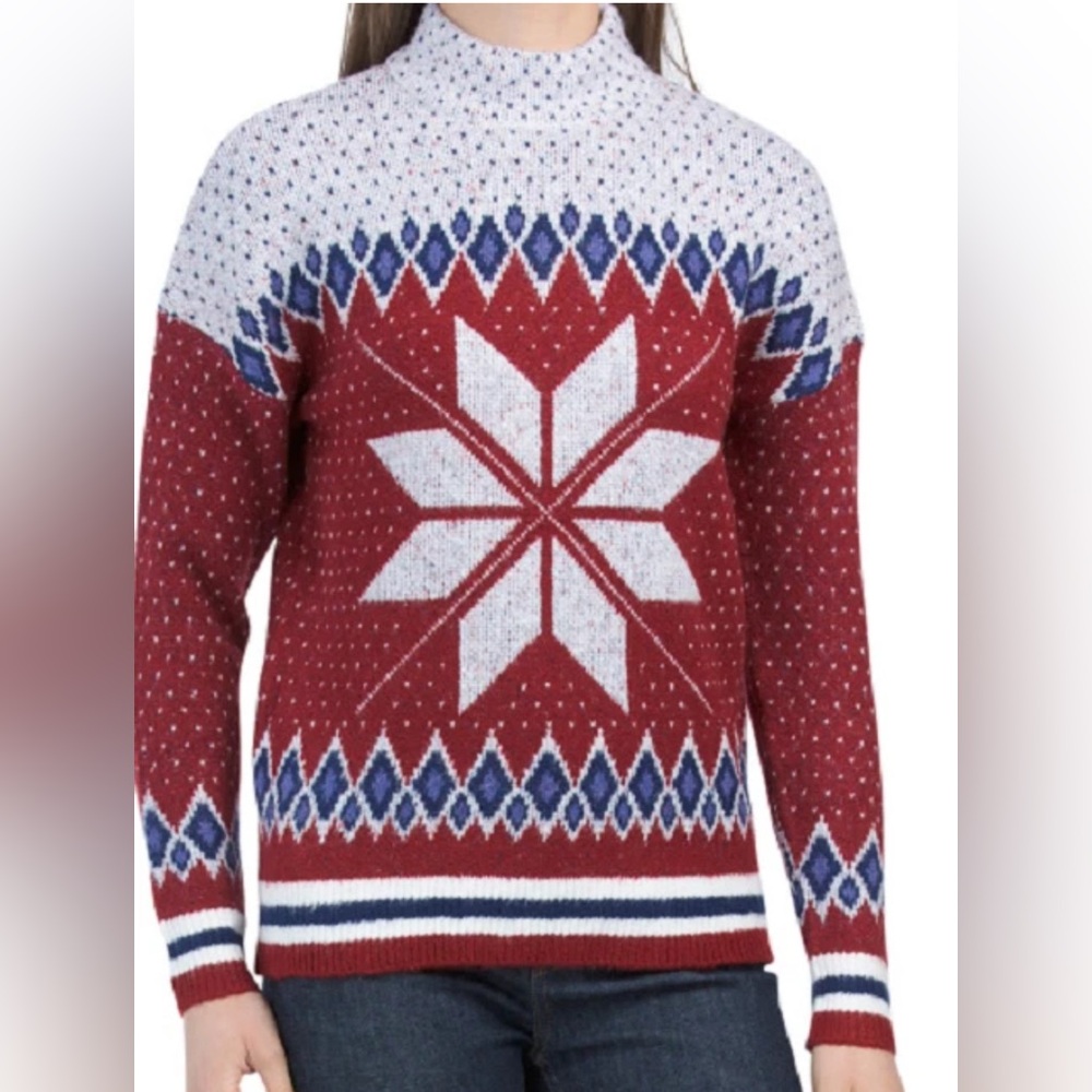 Telluride Fair Isle Snowflake Mock Neck Sweater NWT - Women’s Size M